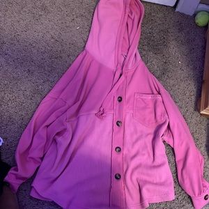 American eagle hooded shacket pink